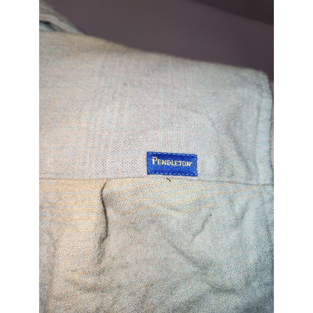 Pendleton VINTAGE Board Shirt Fitted S Blue Green Ombre Plaid USA Virgin Wool - Picture 4 of 8